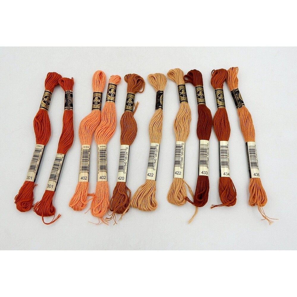 DMC Thread Mouliné #25 Embroidery Cotton 6 Strand Floss 8.7yd Eathtone Lot 10
